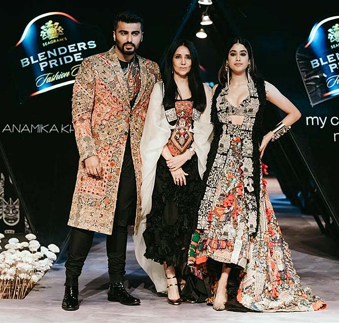 Arjun and Jahnvi Kapoor walk for Anamika Khanna at Blenders Pride fashion tour