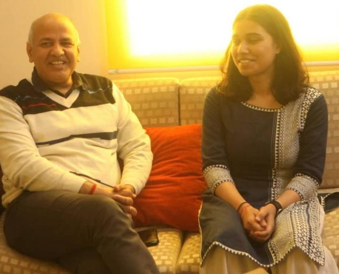 Saloni Gaur with Manish Sisodia