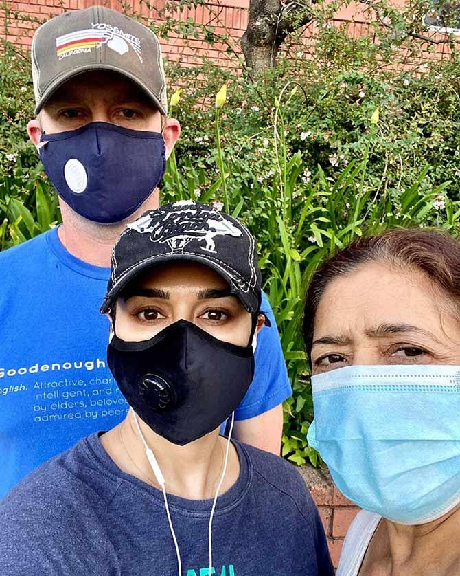 Celebs flaunt face masks