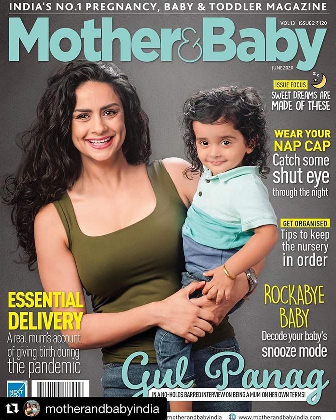 Gul Panag with Nihal on Mother and Baby magazine