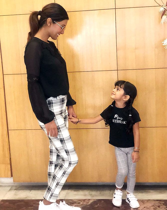 Harbhajan's daughter loves twinning with her parents - Rediff.com Get Ahead
