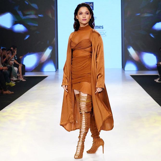 Tamannah walks for Gabriella Demetriades at Bombay Times Fashion Week in Mumbai