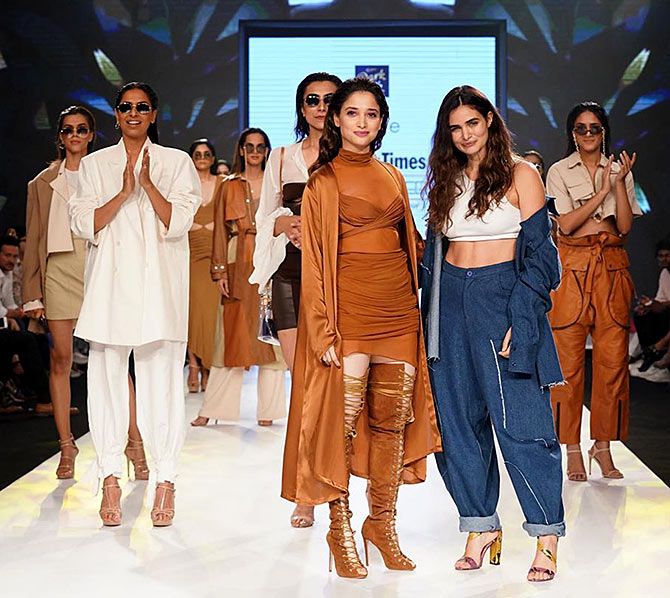 Tamannah walks for Gabriella Demetriades at Bombay Times Fashion Week in Mumbai