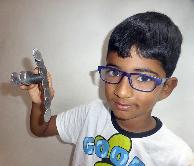 Adithya does a science experiment