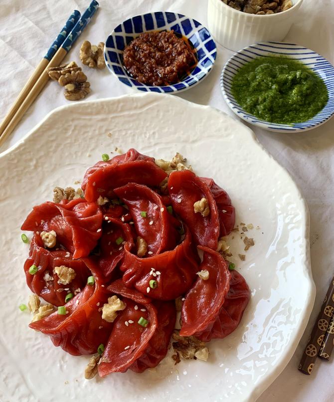 Beetroot Walnut Dumplings