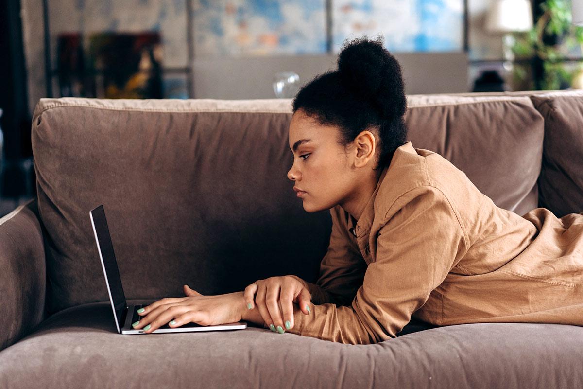 Woman using laptop