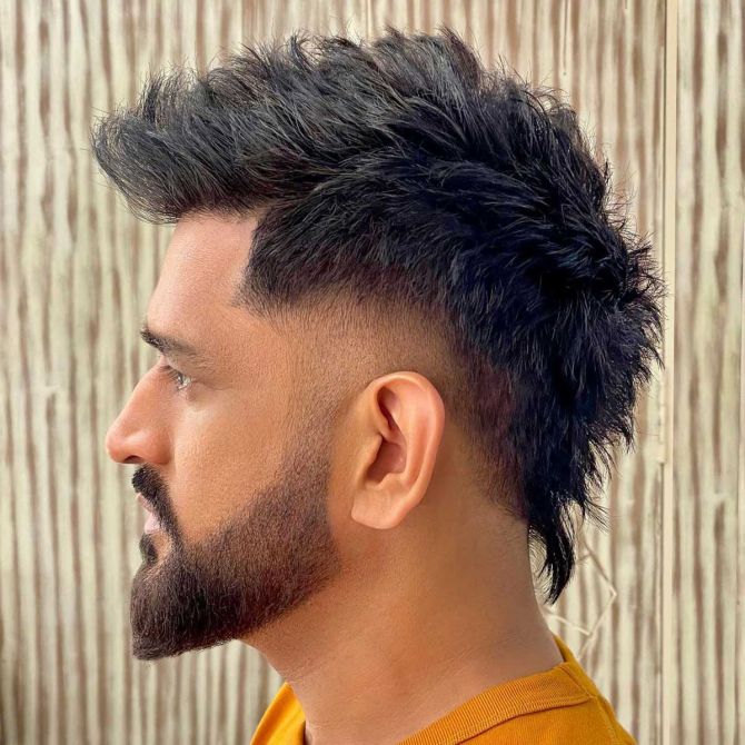 Mahendra Singh Dhoni's new hairstyle by Aalim Hakim