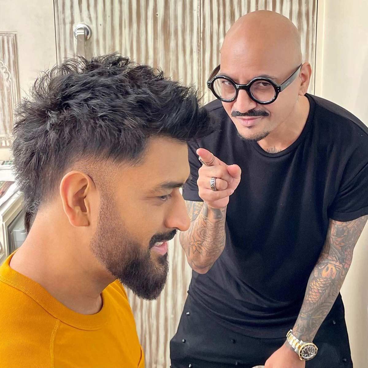 Mahendra Singh Dhoni's new hairstyle by Aalim Hakim