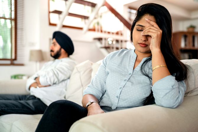 A upset young Indian couple