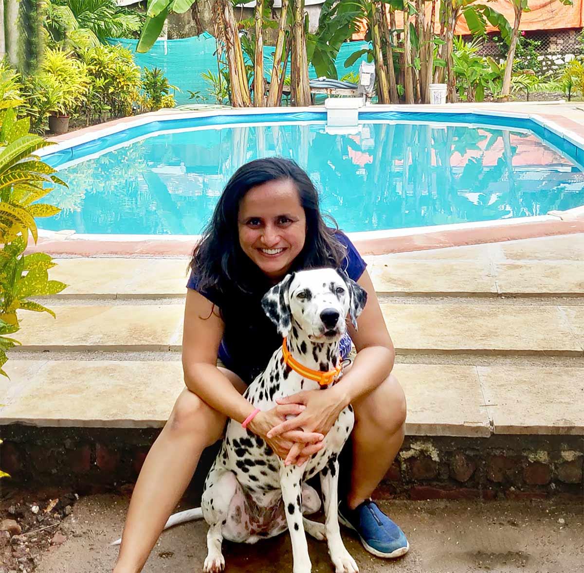 Pooja with her Dalmatian