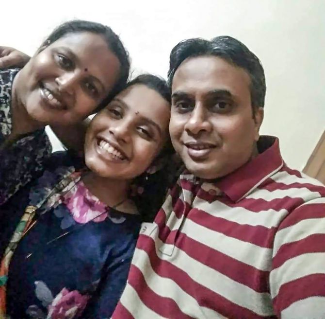 Nandhitha with her parents Gandhimathi and Pradeepraj