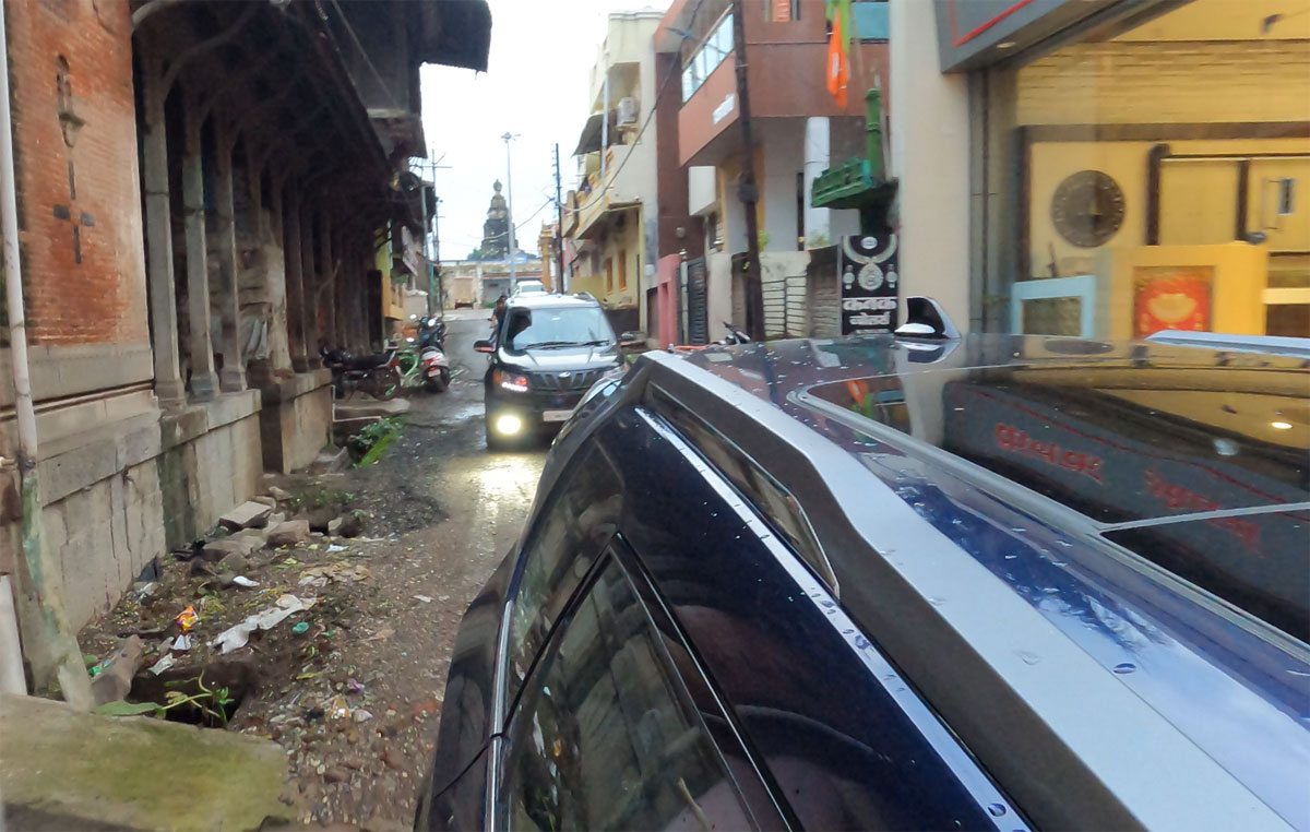 SUVs on the Lonar Village road