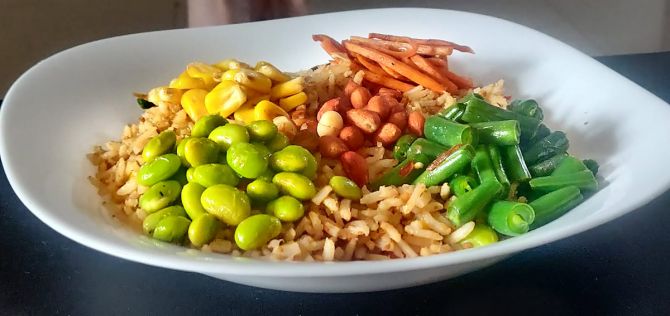 Brown Rice Salad With Honey Mustard Dressing