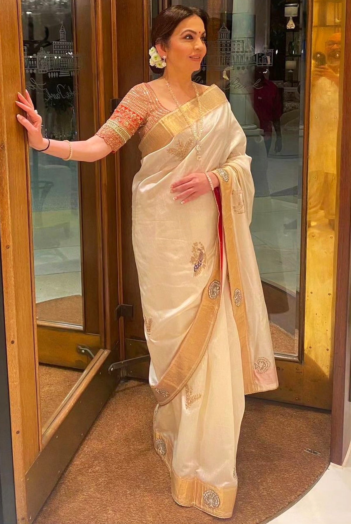 Nita Ambani Turns Heads As She Dons A Gorgeous Hand Embroidered Silk  'Marodi' Suit With Patan Patola 'Dupatta' And Costs A Whooping Rs. 87000