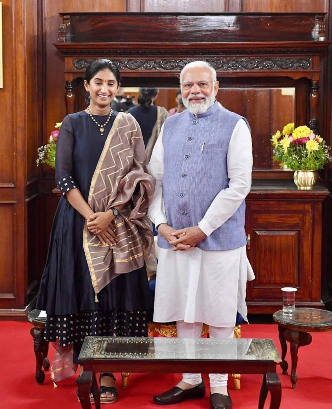Shraddha Jain with Narendra Modi