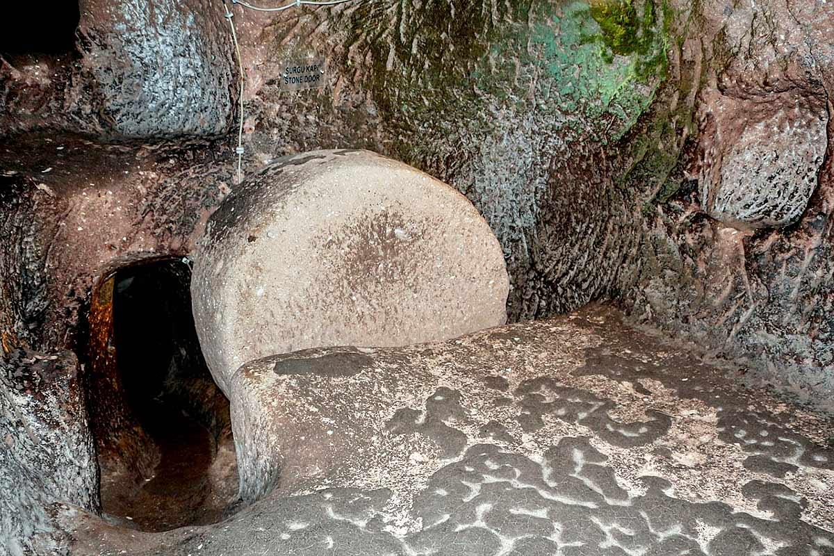 Millstone door at Ozkonak Underground City