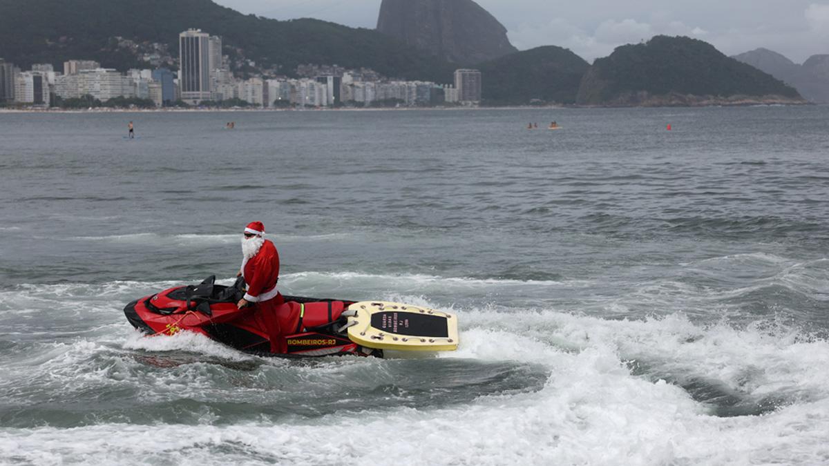 Santa Arrives On A Jet Ski Instead Of Sleigh - Rediff.com Get Ahead