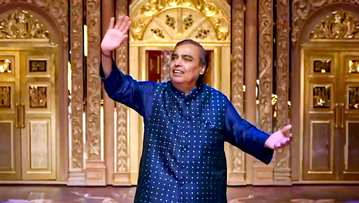 Mukesh Ambani at the Radhika Merchant and Anant Ambani sangeet