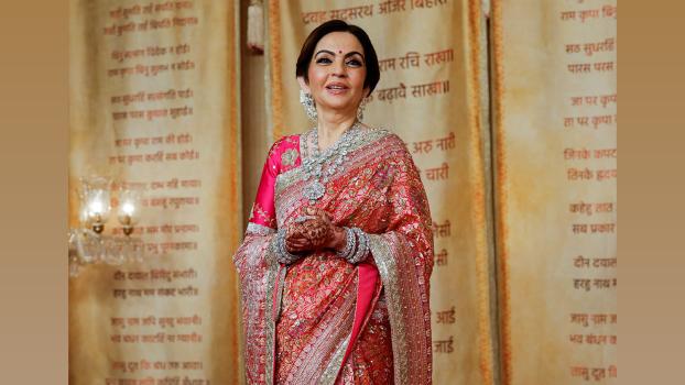 Nita Ambani looks resplendent in a heavily embellished sari