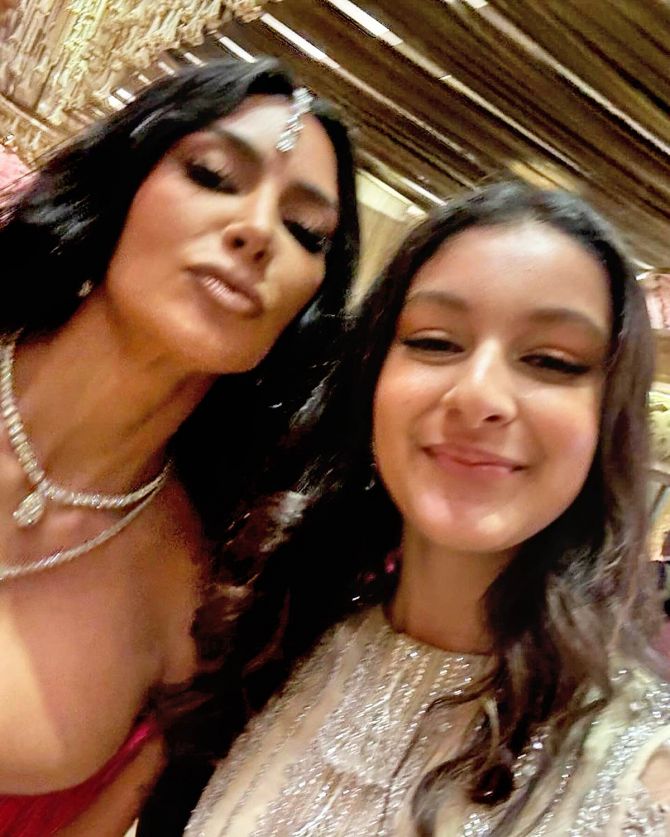 Kim Kardashian with Sitara Ghattamaneni