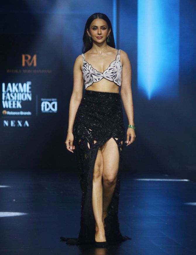 Niharika, Rakulpreet walk for Ritika Mirchandani at Lakme Fashion Week 2024
