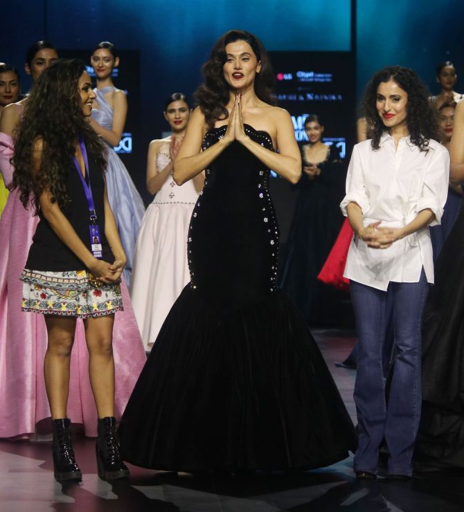 Taapsee Pannu is showstopper for Gauri and Nainika at Lakme Fashion Week 2024 in Mumbai