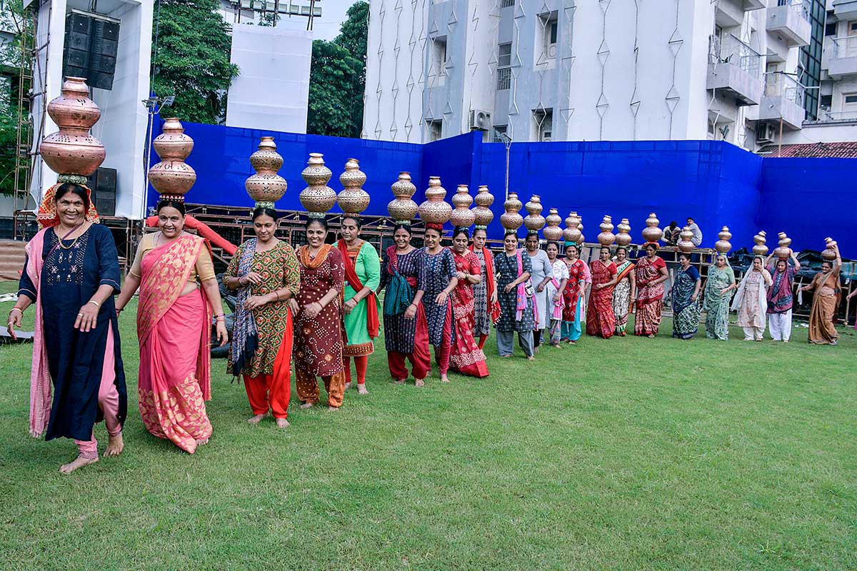 Playing Garba during Navratri 