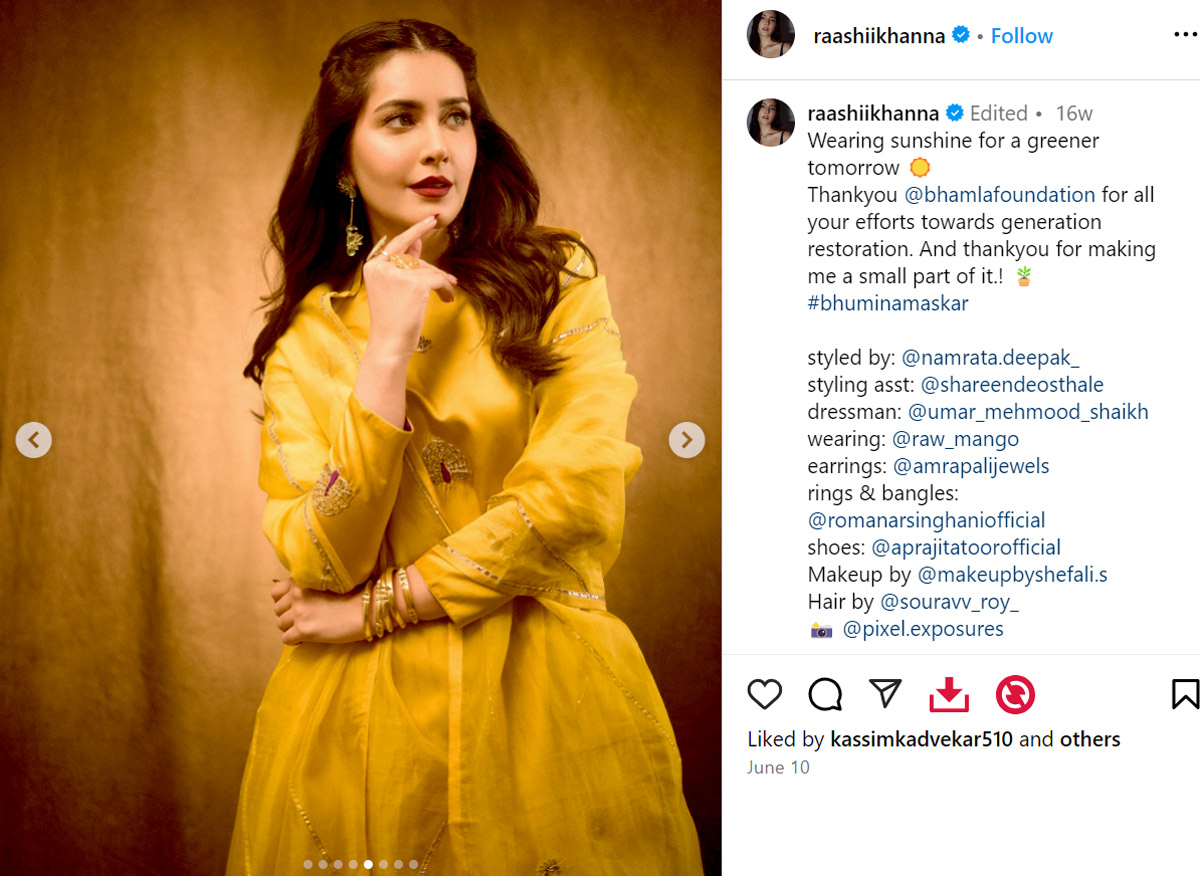 Raashii Khanna wears yellow