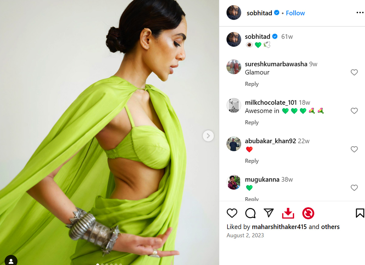 Navratri: Sobhita Dhulipala in green