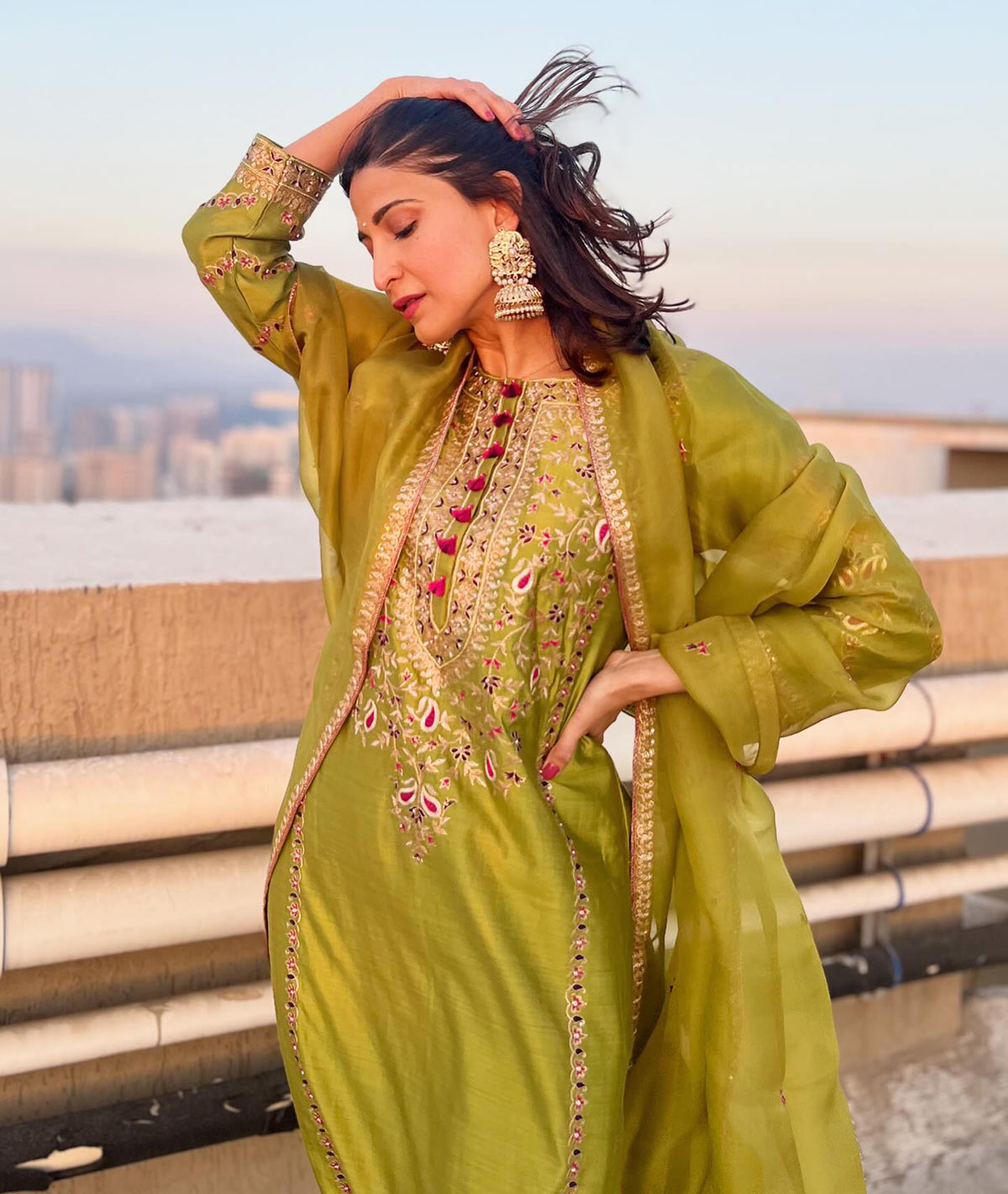 Navratri: Aahana Kumra in green