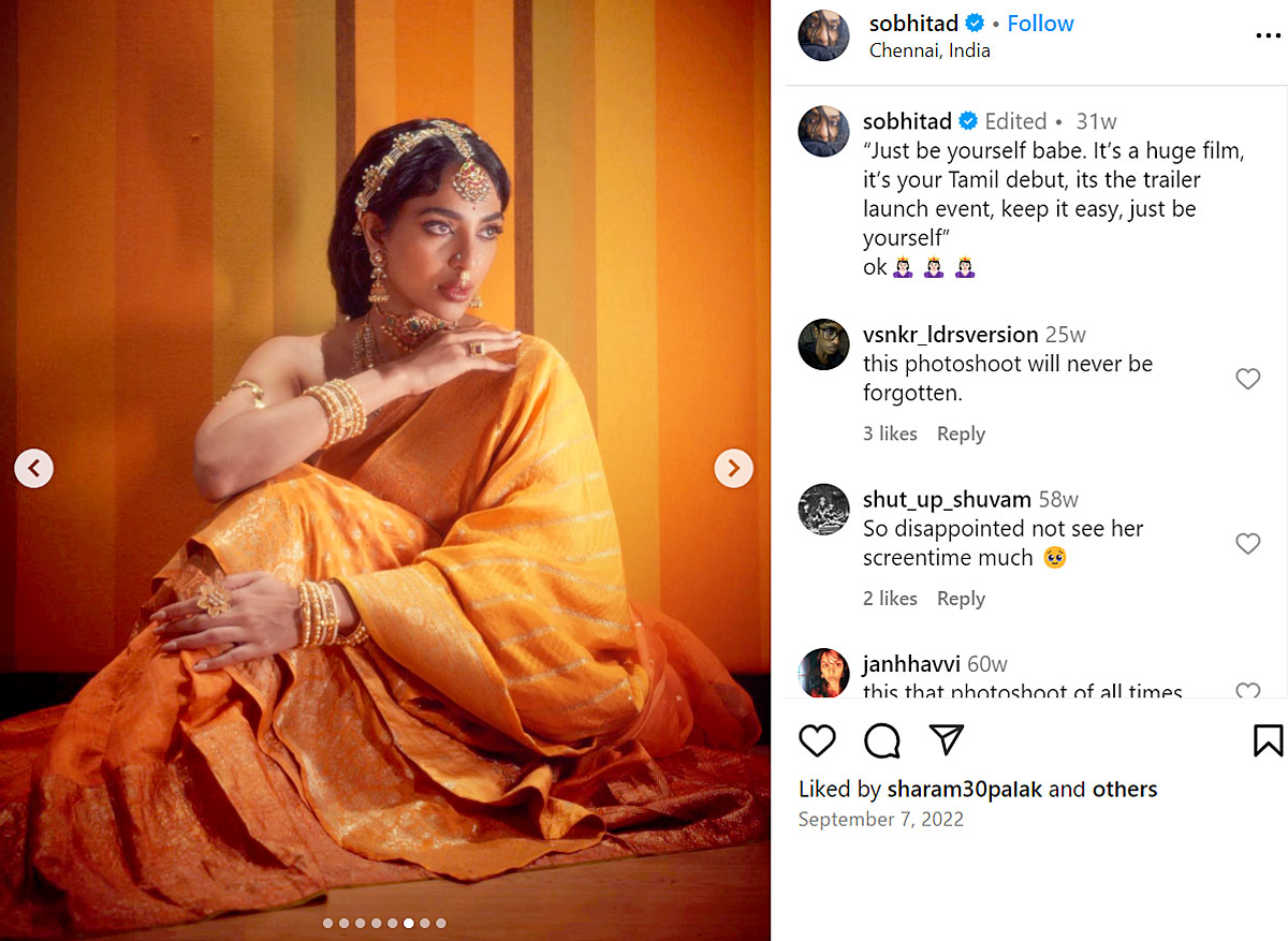 Navratri: Sobhita Dhulipala in orange