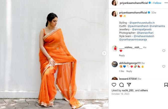 Navratri: Priyanka Mohan in orange