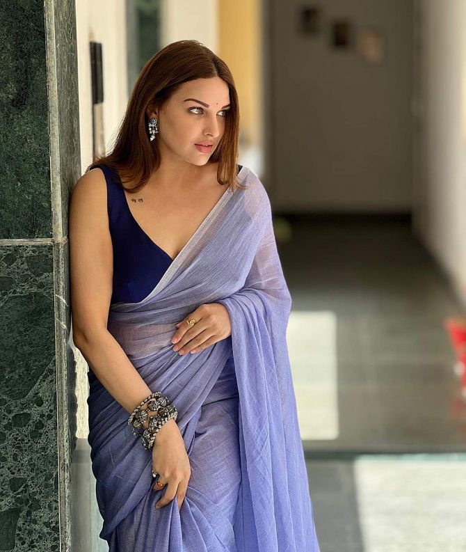 Navratri, Day 7: Himanshi Khurana in royal blue