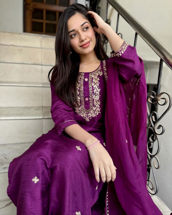 Navratri Day 9: Jannat Zubair in purple