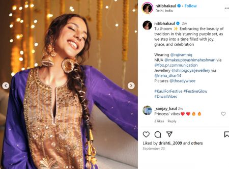 Navratri Day 9: Nitibha Kaul in purple