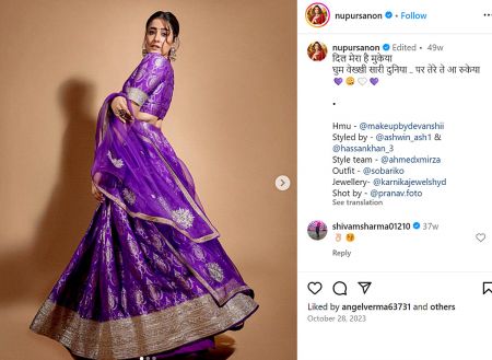 Navratri Day 9: Nupur Sanon in purple