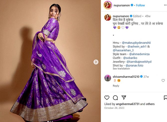 Navratri Day 9: Nupur Sanon in purple