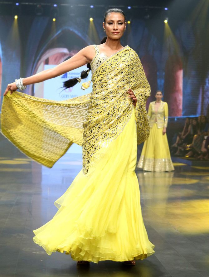 Diana Penty walks for Gopi Vaid at the Bombay Times Fashion Week 2024