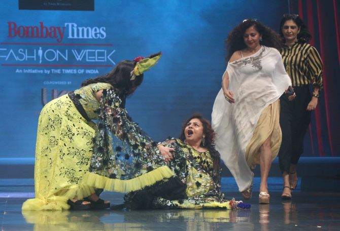 Mannara Chopra walks for designer Vishal Kapoor at the Bombay Times Fashion Week 2024