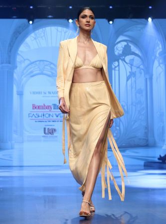 Radhika Madan walks for Vidhi Wadhwani at Bombay Times Fashion Week 2024