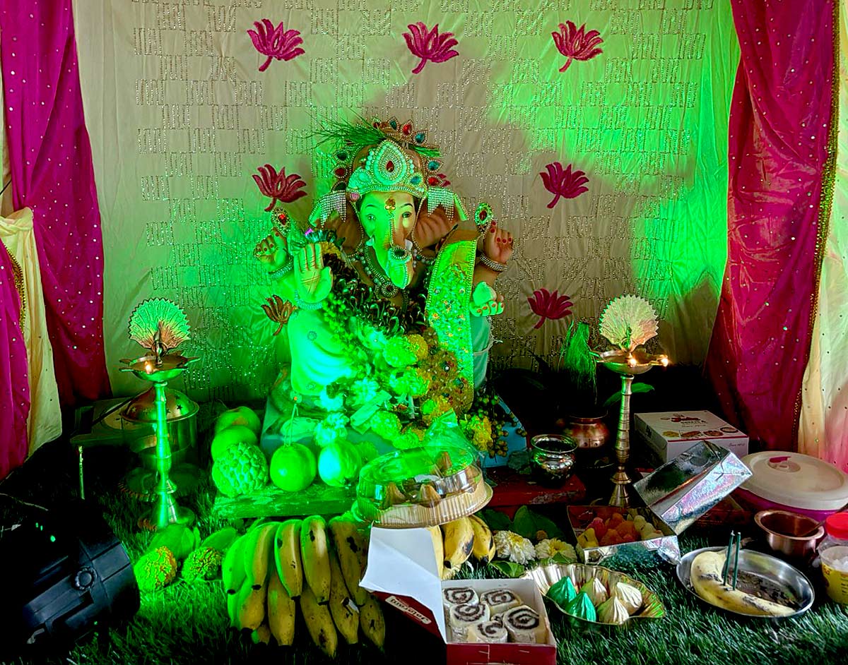 Entire Ganpati decoration is handmade here and eco-friendly Ganpati at Gosalia's place in Kamla Vihar at Kandivali Mumbai