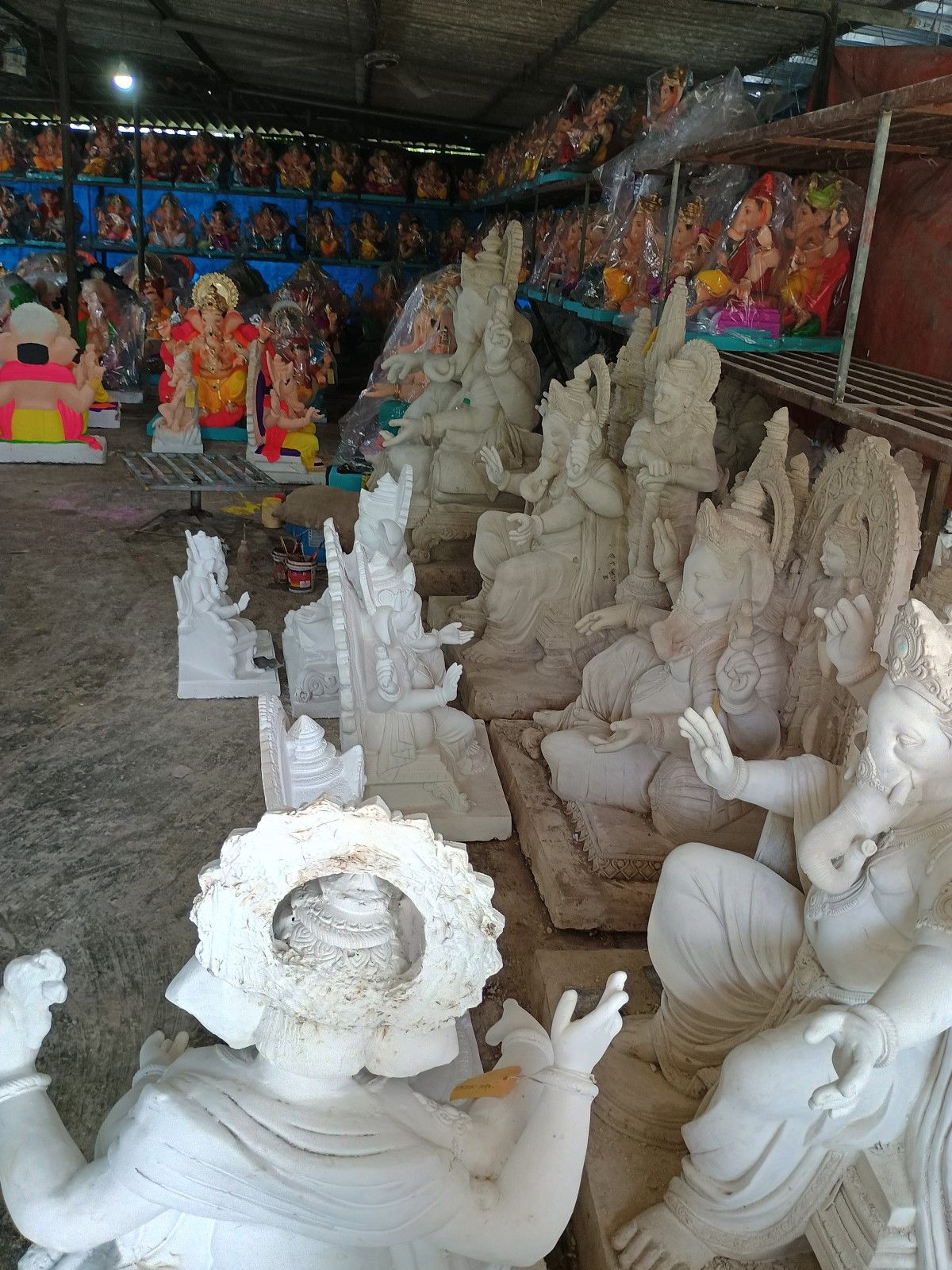 Ganpati murti workshop in Saran, just outside Alibag town on the Roha road