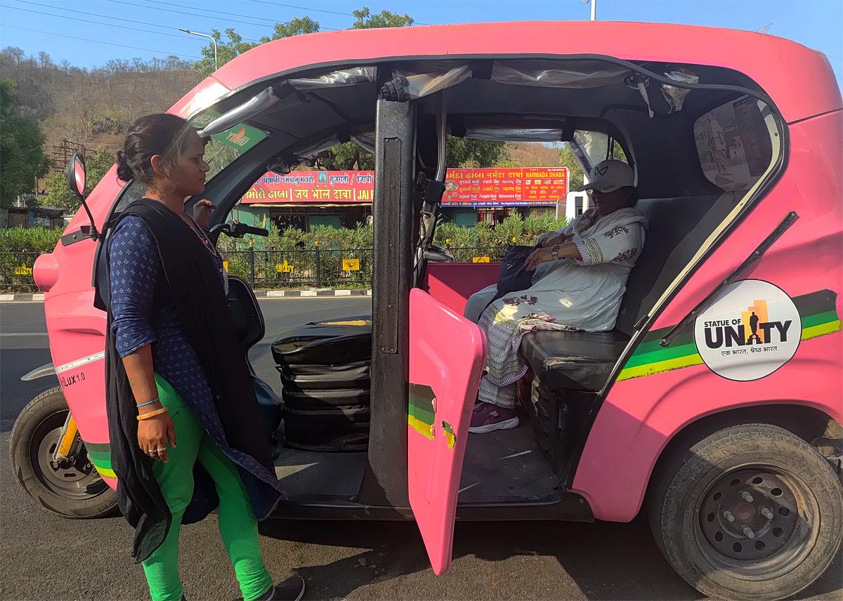 Pink e-rickshaws
