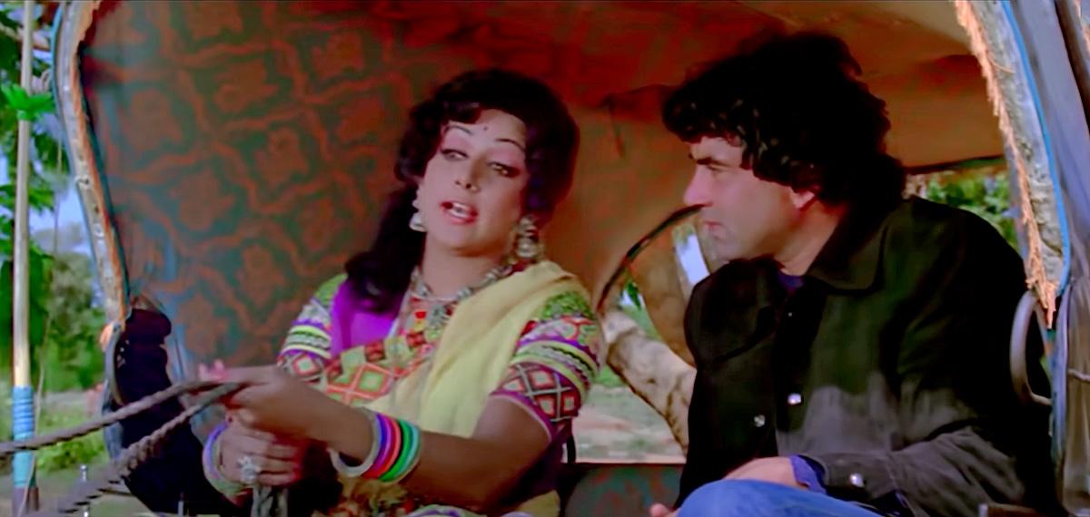 Hema Malini and Dharmendra in Sholay