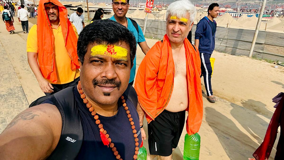 Navin Mendon and his friends at the Maha Kumbh