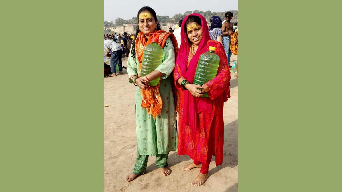 Varalaxmi and her sister Dhanalaxmi at the Maha Kumbh