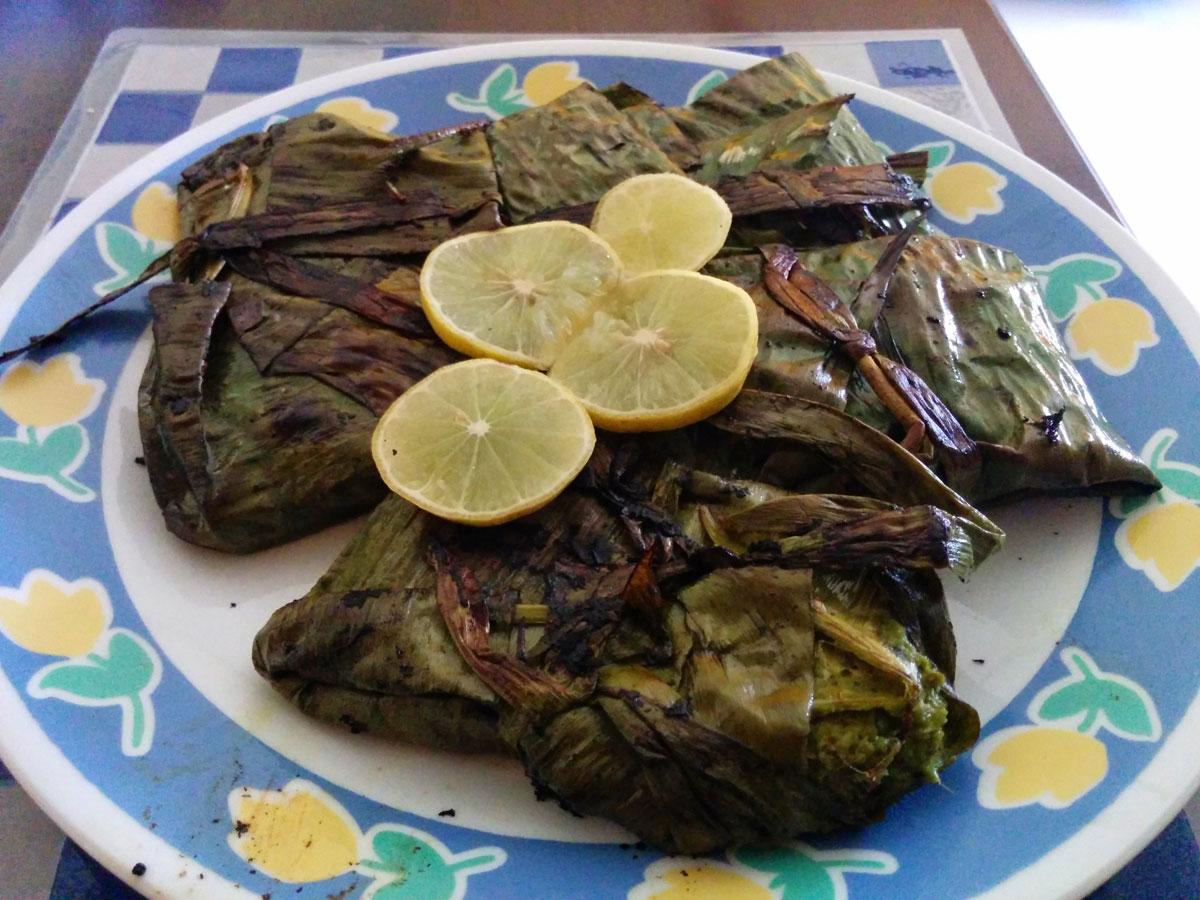 Baked fish in green masala recipe