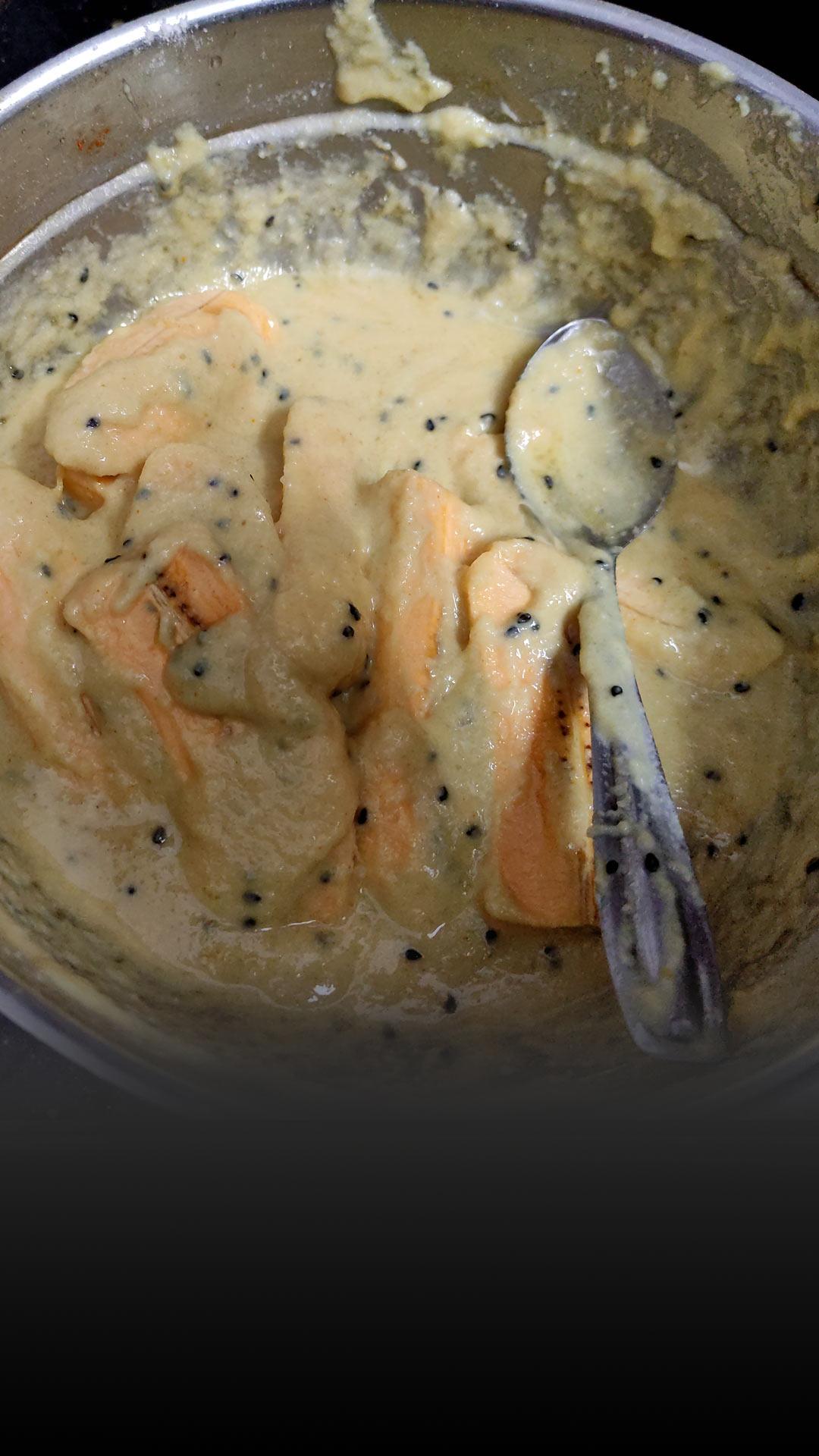 Pazhampori batter made from maida, rice flour, turmeric, salt and soda