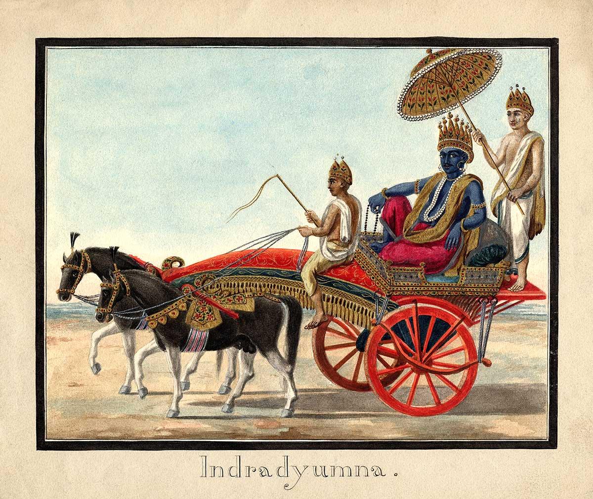 King Indradyumna seated in a carriage King Indradyumna seated in a carriage