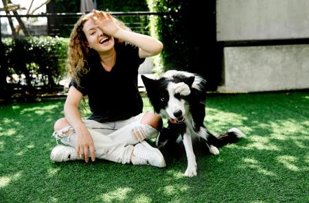 Woman with her pet dog